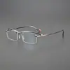 Gafas de Negocio sin Montura Ultra Ligeras Hechas a Mano con Montura de Titanio, Montura Grande de Moda para Caras Grandes, Adecuadas para Hombres y Mujeres, con Lentes Graduados, Anti Luz Azul, Fotocromáticas