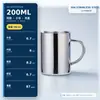Vaso de agua de acero inoxidable 304 de doble capa con asa para uso doméstico y de oficina, personalización OEM de comercio exterior transfronterizo