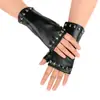 Luvas de Dedo de Couro para Mulheres Ciclismo Confortáveis Luvas de Dedo de Couro PU Retas Treino Desempenho Hip-Hop Luvas de Dança ao Ar Livre