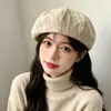 Boina para Mujer, Estilo Nuevo, Color Sólido, Versión Coreana, Versátil, Retro, Adelgazante de Rostro, Estilo Británico, Sombrero de Artista Ins, Sombrero de Calabaza