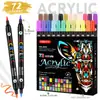 Plumón acrílico personalizado transfronterizo de 72 colores, doble punta, doble color, con punta suave para arte y dibujo a mano DIY