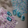 Cielo Estilo Antiguo Esmalte Azul Floral Aurora Láser Pegatinas para Uñas Decoraciones para Uñas DIY Pegatinas DIY