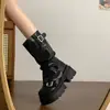 Botas de otoño 2026 nuevas para mujer, de media pantorrilla, con suelas gruesas para aumentar la altura, botas de plataforma marrones de estilo retro