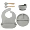 Plato de Cena de Silicona para Niños, Plato de Cena de Silicona para Complemento Alimenticio, Ventosa Reforzada, Plato Dividido de Silicona para Mesa, Plato de Cena para Complemento Alimenticio de Bebé