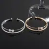 Pulsera Abierta de Zirconia de Doble Capa con Lazo, Simple y Elegante, Diseño de Nicho, Pulsera de Gama Alta, Joyería Retro Europea y Americana