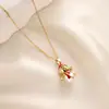 Colar Transfronteiriço Novo de Natal em Aço Inoxidável Alce Pequeno Boneco de Neve Esmaltado Corrente para Clavícula Estilo Fofo de Luxo Leve Cobre Banhado a Ouro