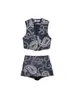 Chaleco Corto Bordado de Verano 2025 Estilo Étnico Nuevo + Pantalones Culotte Bordados para Mujer Zr Estilo Europeo y Americano