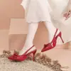 Elegantes zapatos de tacón de punta con detalle de lazo, zapatos de salón para mujer, nueva colección primavera/verano 2026, estilo popular, punta cerrada, talón abierto, sandalias de tacón alto talla grande