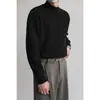 Tops de Otoño e Invierno de Fábrica Camisa Coreana Holgada para Capas Hombres de Cuello Alto Medio Tejido de Punto Pulóver de Punto de Moda