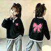 Top de punto gofre estilo coreano, imitación de dos piezas, manga larga para niñas, nuevo estilo primavera/otoño para niños medianos y grandes, versátil, elegante, capa base holgada