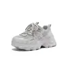 Zapatillas de papá ZHR plateadas con suelas gruesas y aumento de altura para mujer, nuevo modelo otoño 2026, malla transpirable, versátiles para el uso diario