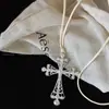 Collar Largo de Cruz con Perlas de Cristal, Cadena Sexy para Sudadera de Cuello Halter Estilo Ins, Accesorios Personalizados Versátiles