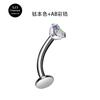 Stud Curvo para Ceja de Aleación de Titanio F136 16g Rosca Interna Brillante Stud para Dedo con Circonita Titanio G23 Piercing Corporal Stud para Clavícula