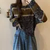 Suéter de Punto con Rayas Retro y Bloques de Color Cuello Redondo para Mujer 2026 Nuevo Estilo Casual Perezoso Versátil Manga Larga