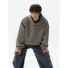 Moletom com Bordado de Letras Lavado à Areia Americano Masculino 2026 Outono Design Solto Senso de Estilo Tendência Casual Esportivo Top