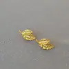 Brincos de Alfinete de Prata 925 Vintage Japonês de Latão Método Antigo Folhas Banhadas a Ouro Estilo Pequeno Temperamento Simples Personalizados