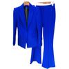 Traje de Dos Piezas de Estilo Celebridad Europea y Americana 2026, Blazer de Tela de Un Botón a la Moda de Longitud Media + Pantalones de Campana