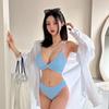 Corea del Sur Estilo Ins Deseo Puro Estilo Chanel Pequeño Sexy Diosa Pecho Grande V Profundo Spice Girls Traje de Baño Bikini Mujer Bikini