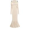 Vestido loto nuevo de principios de primavera 2024 con hombros descubiertos paso a paso para mujer, vestido tubo ajustado sexy de alta gama para chica hot