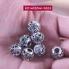 Grânulos de prata Xizang com furo grande grânulos de liga de prata antiga grânulos redondos grânulos soltos material para joias com contas pulseira DIY com contas