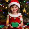 Nuevas Pegatinas de Tatuaje Navideñas de Dibujos Animados Transfronterizas, Pegatinas Navideñas para la Cara, Pegatinas de Transferencia de Agua, Pegatinas de Tatuaje de Dibujos Animados de Gama Alta