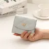 Directo de Fábrica Nuevo Amazon Transfronterizo Cartera Corta para Mujer Japonesa Coreana Fresca Color Sólido Monedero con Lazo