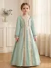 Vestido Longo Estilo Étnico para Meninas de Venda Transfronteiriça com Lindo Acabamento em Renda, Vestido Soltinho de Comércio Exterior para Crianças