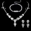 Moda Europeia e Americana rosa azul vermelho strass colar brincos pulseira conjunto popular na Amazon conjunto completo de três peças com diamantes