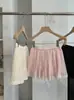 Saia Plissada de Chiffon Kekezoon Feminina Verão Novo Estilo Cintura Alta Elástica Emagrecedora Renda Curta 7590