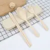 [Conjunto de Garfo/Colher/Hashi] conjunto de talheres de três peças hashis colher palha de trigo portátil estudante infantil
