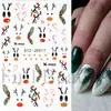 Adesivos de Unha Artística Novos Transfronteiriços Ins Desenho Animado de Natal Alce Fofo Fio de Luzes de Natal Folha Verde Adesivos de Unha Adesivos