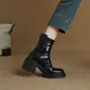 Botines gruesos para mujer que aumentan la altura, disponibles en stock, para cruzar la frontera, punta redonda, tacón grueso, nuevos botines de corte ajustado, versátiles y estilizados, botas estilo Martin