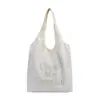 Bolsa de Lona Bordada de Ombro Único Grande Capacidade Personalizada de Fábrica para Nicho Letra Preguiçosa Bolsa de Compras Moda Bolsa Tote para o Trabalho