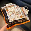 Pañuelo de Seda 70 Cuadrado Moda Coreana de Alta Gama Versátil Profesional Seda Sintética Pequeño Pañuelo de Cuello Estampado Retro Pañuelo de Seda para Mujer