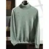 Camiseta Interior de Cachemir Tejido de Punto de Cuello Alto para Hombre, Suéter Cálido Interior de Color Puro Holgado, Jersey de Color Puro, Manga Larga Casual