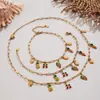 Elementos de Frutas Dulces y Jugosas Misteriosas Pulsera de Múltiples Colgantes DIY Collar Tobillera Chapado en Oro de 18 Quilates Joyería Elegante Versátil