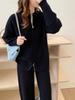 Traje de punto estilo coreano estilo holgazán para mujer Otoño e Invierno Nueva Llegada Suéter con cremallera de hoyo Chaqueta Casual Pantalones de pierna ancha Conjunto de dos piezas