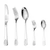 Juego de Cubiertos de Acero Inoxidable con Patrón de Puntos Cuchillo, Tenedor y Cuchara Juego de Cinco Piezas Cubiertos Occidentales Hotel Cuchillo y Tenedor para Filete Cuchara de Postre Cuchara para Café y Té