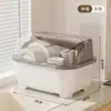 Caja de Almacenamiento para Vajilla de Cocina Doméstica con Cajón Bandeja de Drenaje para el Piso Estante de Almacenamiento para Platos Cubiertos a Prueba de Polvo