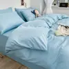 Juego de sábanas de color liso, lavado, minimalista, estilo japonés, amigable con la piel (incluye funda de edredón, sábana y sábana ajustable) - adecuado para dormitorios estudiantiles, juego de tres piezas