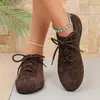 Comercio electrónico transfronterizo, talla grande, nueva colección primavera/otoño 2026, zapatos planos para mujer, estilo de entrenamiento alemán, modernos y casuales, versátiles zapatos con cordones