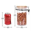 Pote de Vidro para Armazenamento de Grãos de Café e Alimentos da Cozinha com Fecho Hermético Tampa de Madeira Encaixe Hermético Frasco de Vidro para Armazenamento de Café
