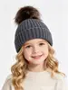 Gorro de punto transfronterizo de Amazon, gorro de otoño e invierno, gorro de lana a rayas para niños, gorro con pompón, engrosado, cálido y a prueba de viento