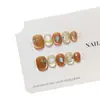 QianfanMarrón con Ojos AzulesDulce y Fresco Degradado Ojo de Gato Completamente Hecho a Mano Pegatinas de Uñas Portátiles Uñas Postizas Venta al por Mayor