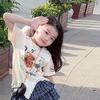 Conjunto de Dos Piezas para Niña con Estampado a Cuadros, Falda de Pastel de Manga Corta para Niños Medianos y Grandes, Nuevo Estilo Coreano de Verano, Conjunto de Camiseta Corta con Abertura