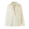 Estilo europeo y americano, escote en V elegante, corte holgado, manga larga, blusa casual transparente + conjunto de falda midi ajustada asimétrica a rayas para mujer