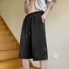 Pantalones cortos de tres cuartos para hombre de verano 2024, color sólido waffle, modernos, casuales, grandes, pantalones de playa, guapos, holgados