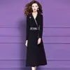 Vestido Negro Bordado Original Feimengyi para Mujer, Diseño Estilo Chino de Invierno, Ajuste Ceñido Cuello en V Largo Medio Acampanado