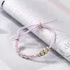 Pulsera Vitalidad Dopamina Cuerda Tejida a Mano Terminada Usable Pulsera con Perlas de Transferencia Doradas Estilo Fresco Cuerda Perlas Tejidas a Mano