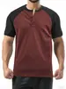 Camisa Polo Deportiva Casual para Hombre de Primavera y Verano, Transpirable, Corte Holgado, Camisa Henry de Manga Corta con Bloques de Color, Ropa para Hombre Estilo Vacacional